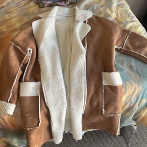 Suede fur lined jacket with pockets